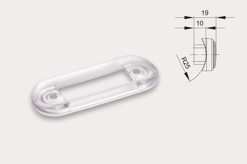 Abgerundete transparente Dichtung für Rohrstangen / Zur Verwendung mit flächenbündigen LED-Lampen