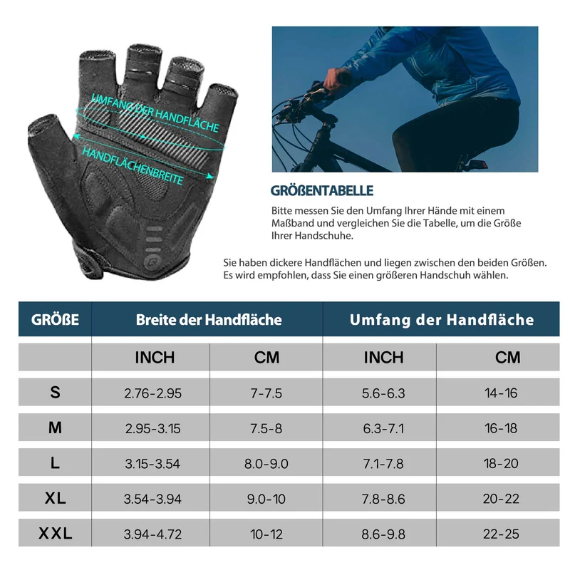ROCKBROS Half Finger Shock Absorbing Cycling Handschuhe Sommer Herren