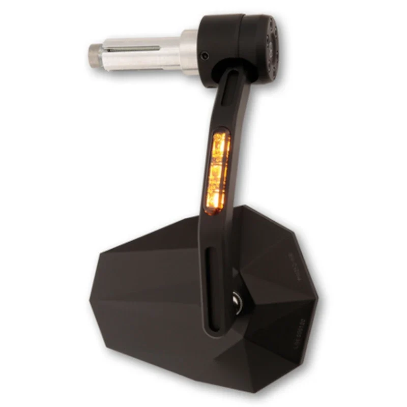Lenkerendenspiegel mit LED-Blinker Highsider Pro Stealth-X7 schwarz, E-geprüft