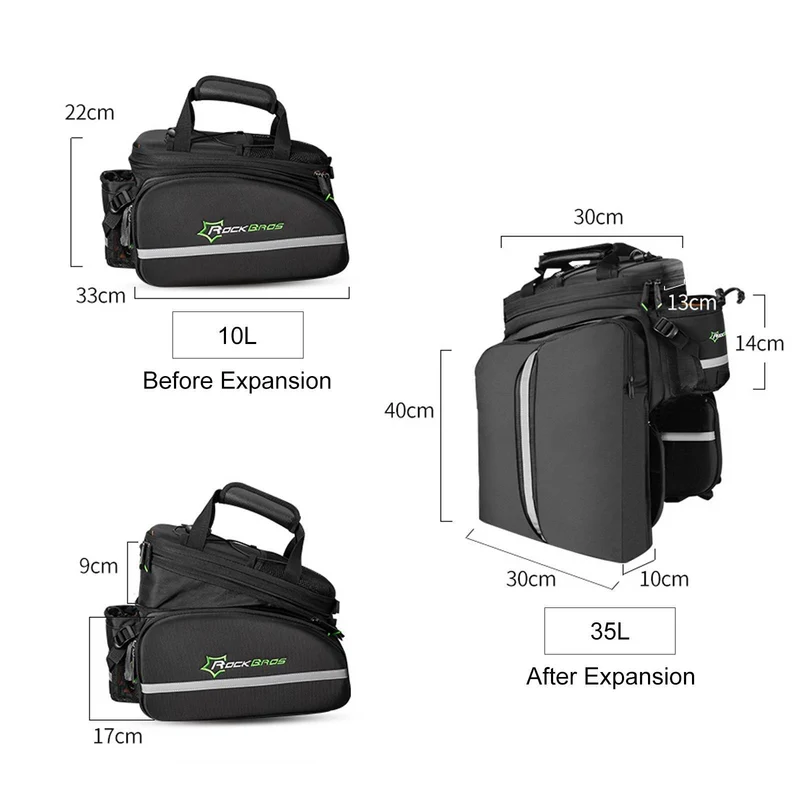 ROCKBROS Fahrrad Gepäckträgertasche wasserdichte mit Regenschutz 17-35L