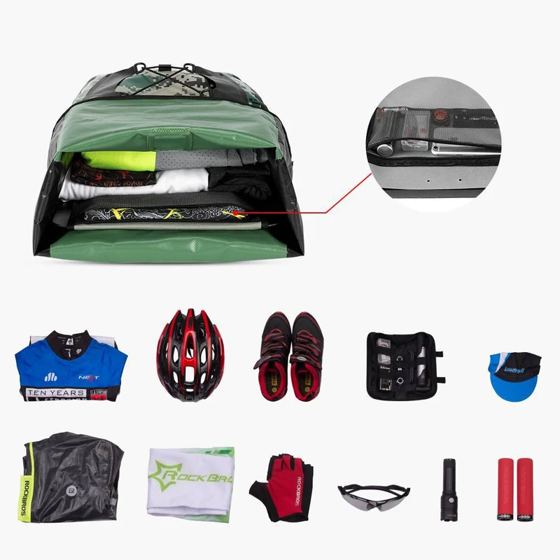 ROCKBROS 100 % wasserdichte Transporttaschen mit Netztasche 27L