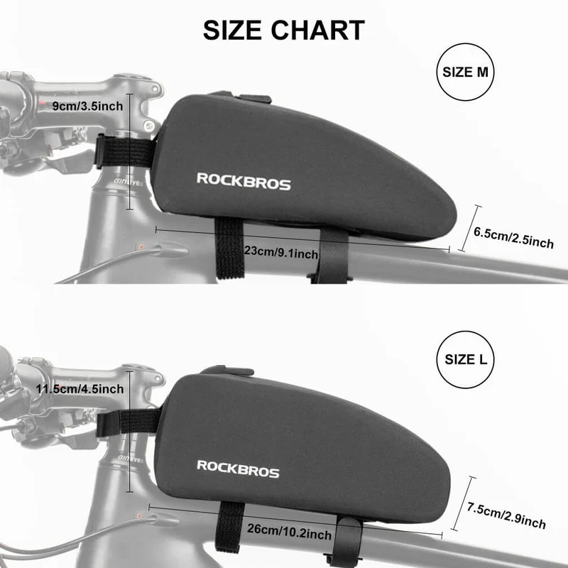 ROCKBROS wasserdichte Oberrohrtasche für Fahrrad 1L / 1.6 L Schwarz