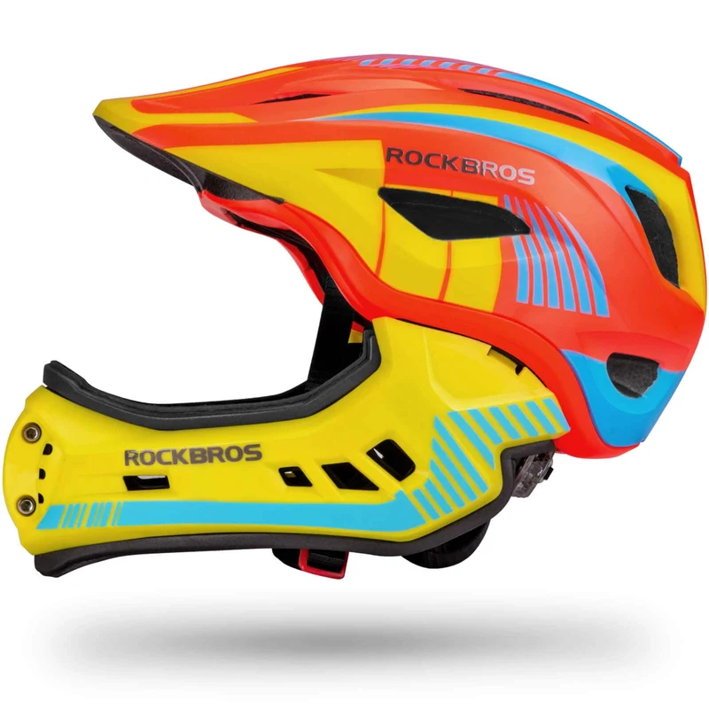 ROCKBROS Kinder helm Integriert Fahrradhelm mit Abnehmbarem Kinnschutz