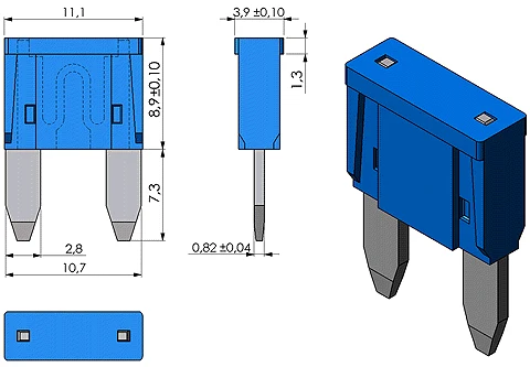 Mini-Flachsicherungen – Packung mit 50 Stück