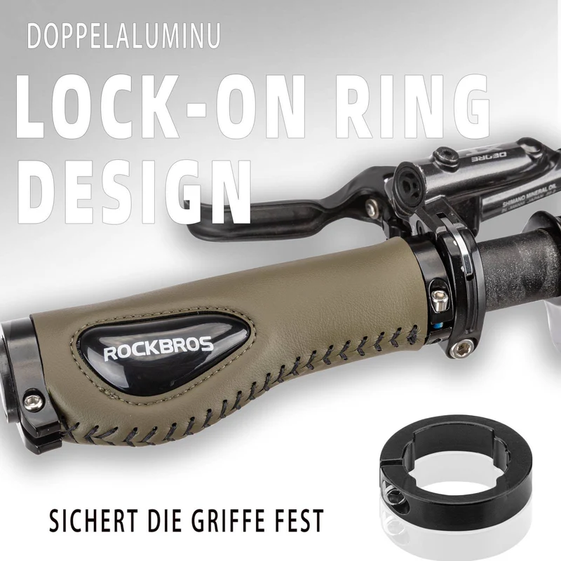 ROCKBROS Fahrradgriffe Ledergriffe für Lenker mit 22,2 mm Durchmesser