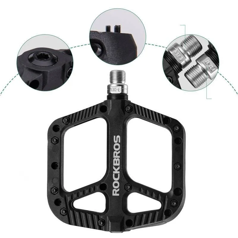 ROCKBROS Fahrradpedale Nylon Flat Pedale 9/16 Zoll mit 3 Bearing