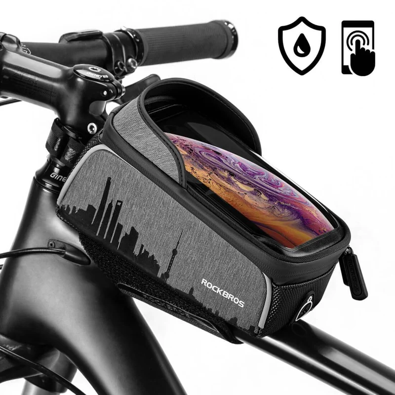 ROCKBROS wasserdicht Oberrohrtasche mit Touchscreen für Handy bis zu 6,5"
