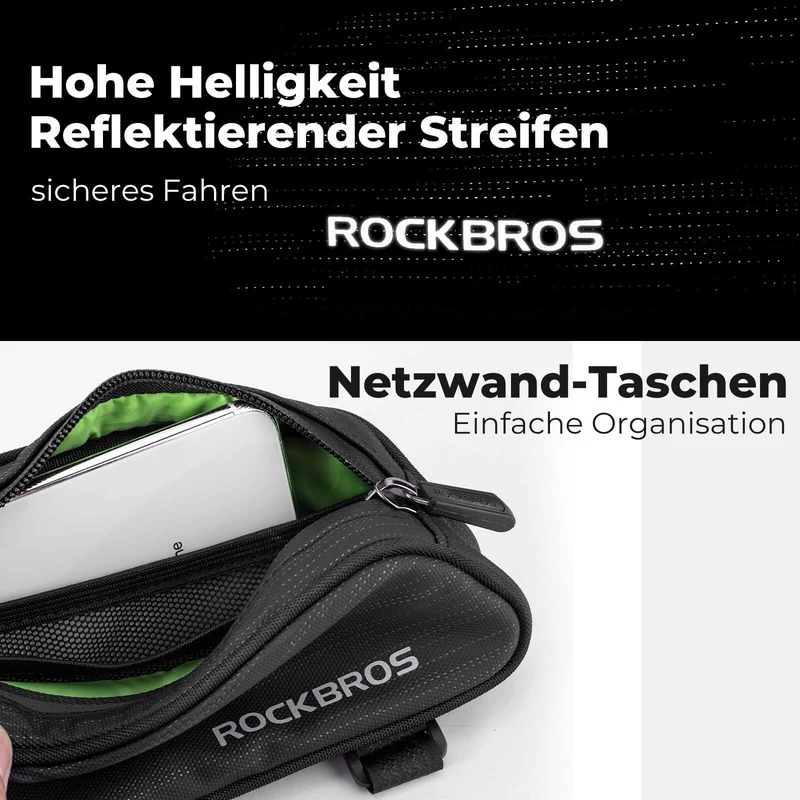 ROCKBROS Fahrrad Oberrohrtasche/Satteltasche 1,1L mit Innenfächern