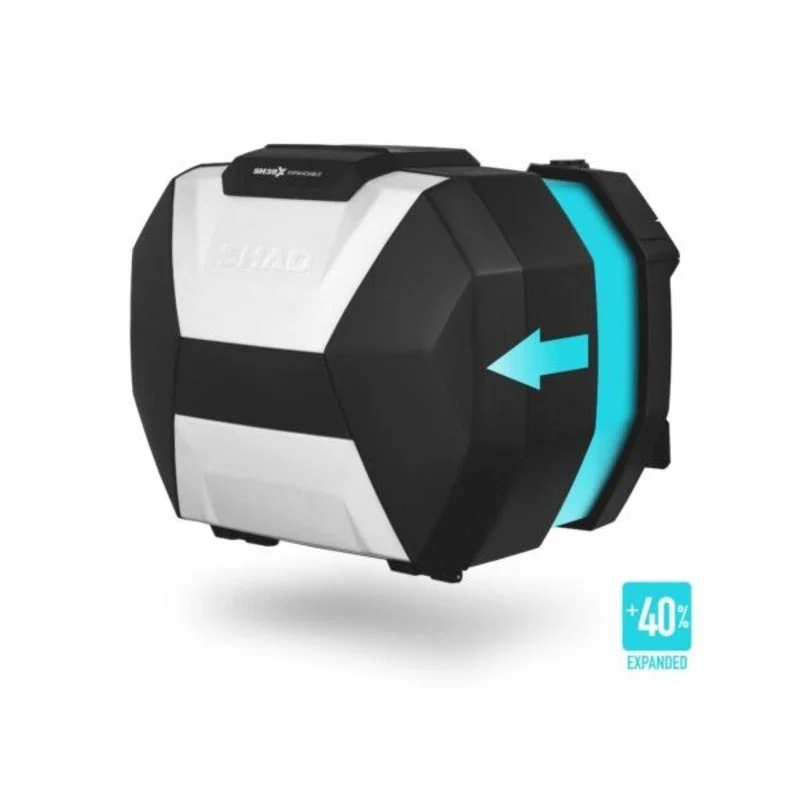 Erweiterbarer Seitenkoffersatz SHAD SH38X Aluminium für 3P & 4P System