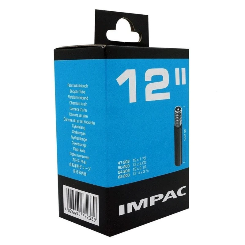 Impac AV12 12 x1.75-2.10 / 1/2 x 2 1/4 (389/010) 12 Inch Schrader Valve Bike Inner Tube
