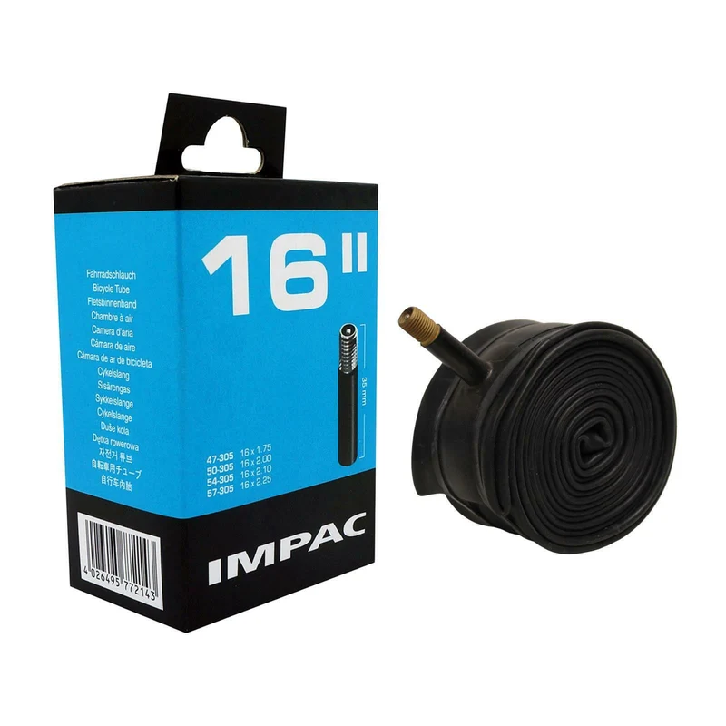 Impac AV16 16x1.75/2.25 (143/020) 16 Inch Schrader Valve Bike Inner Tube