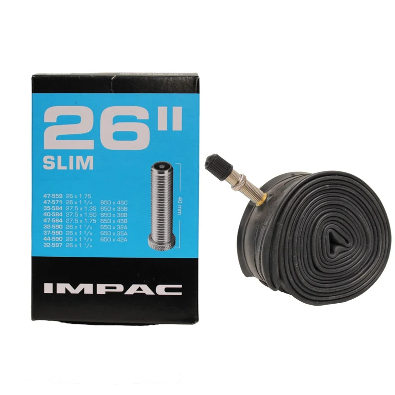 Impac AV26 Slim 26 x 1.25-1.75 450/415 26 Inch Schrader Valve Bike Inner Tube