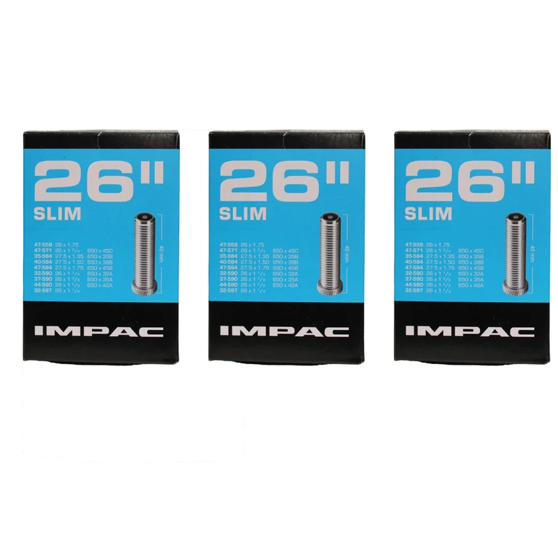 Impac AV26 Slim 26 x 1.25-1.75 450/415 26 Inch Schrader Valve Bike Inner Tube