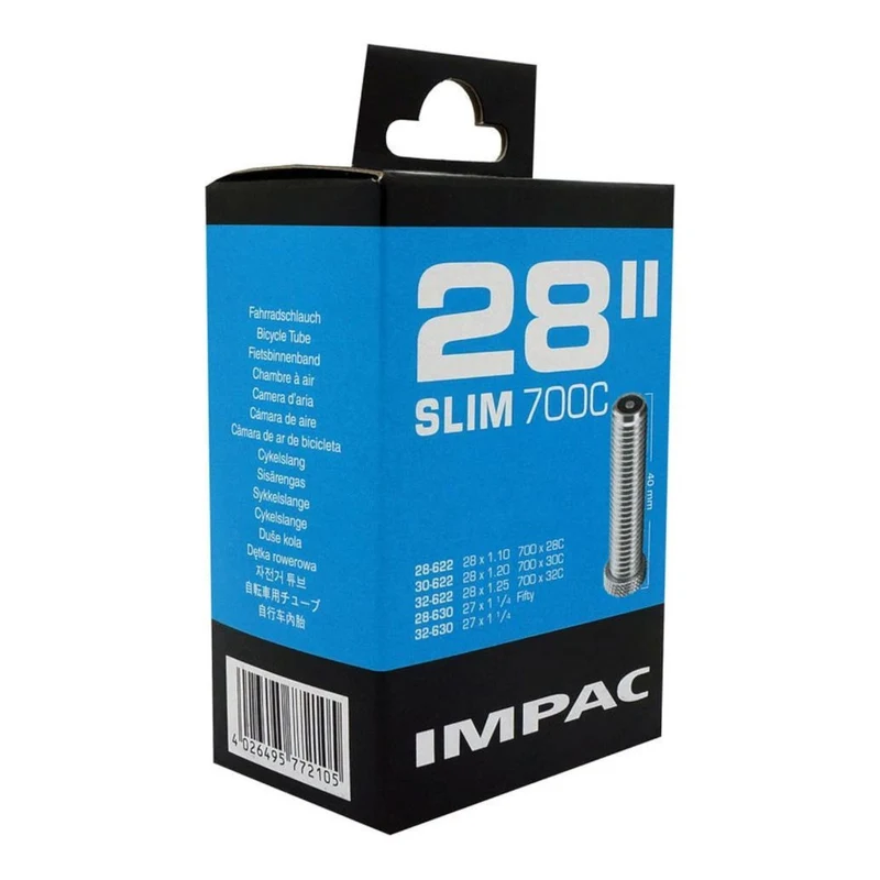 Impac AV28 Slim 700x28/32mm/27x11/4 (722/370) 700c Schrader Valve Bike Inner Tube