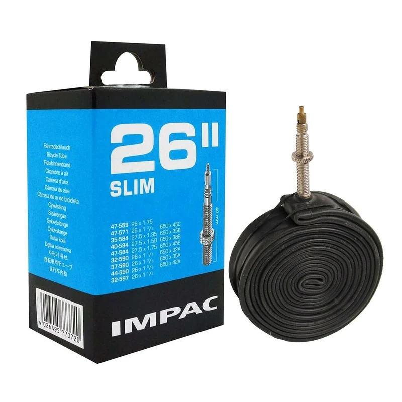 Impac SV26 Slim 26 x 1.25-1.75 26 Inch Presta Valve Bike Inner Tube