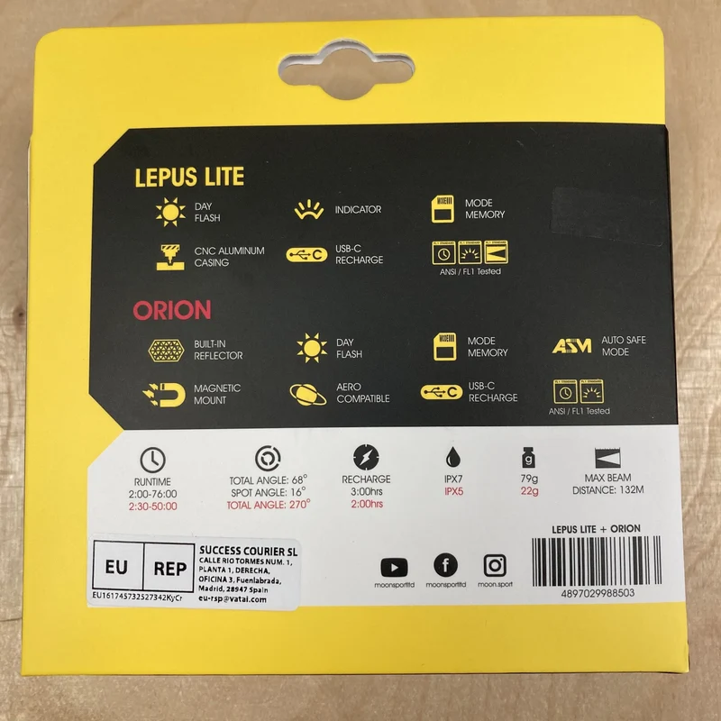 Moon Lupus Lite & Orion Front & Rear Bike Light Set