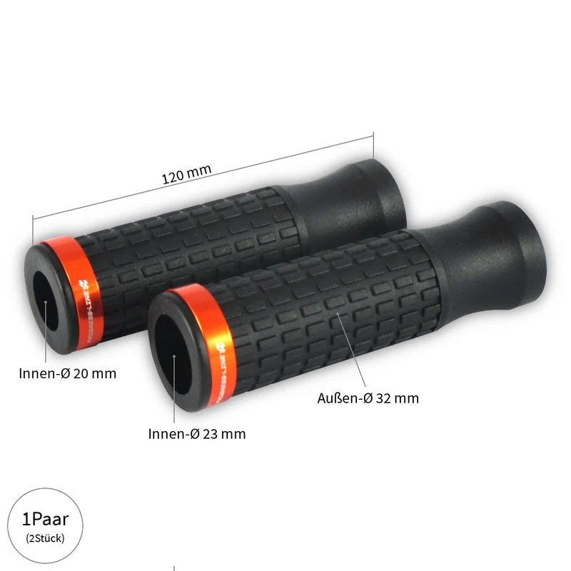 Griffgummi Paar Progress-Line Select 2, Aluringe, Ø Innen 20/23 mm, Länge 120 mm