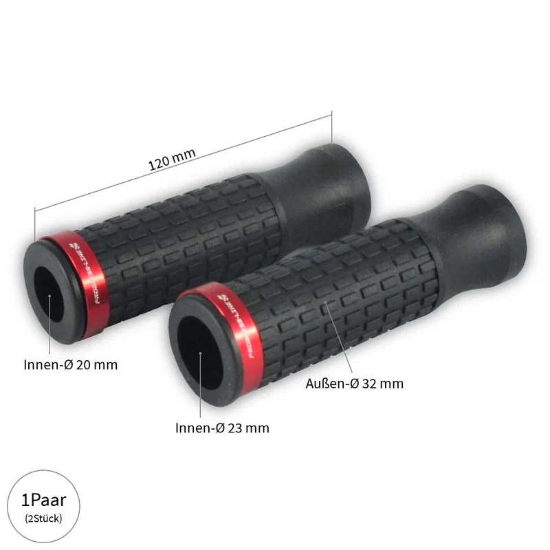Griffgummi Paar Progress-Line Select 2, Aluringe, Ø Innen 20/23 mm, Länge 120 mm