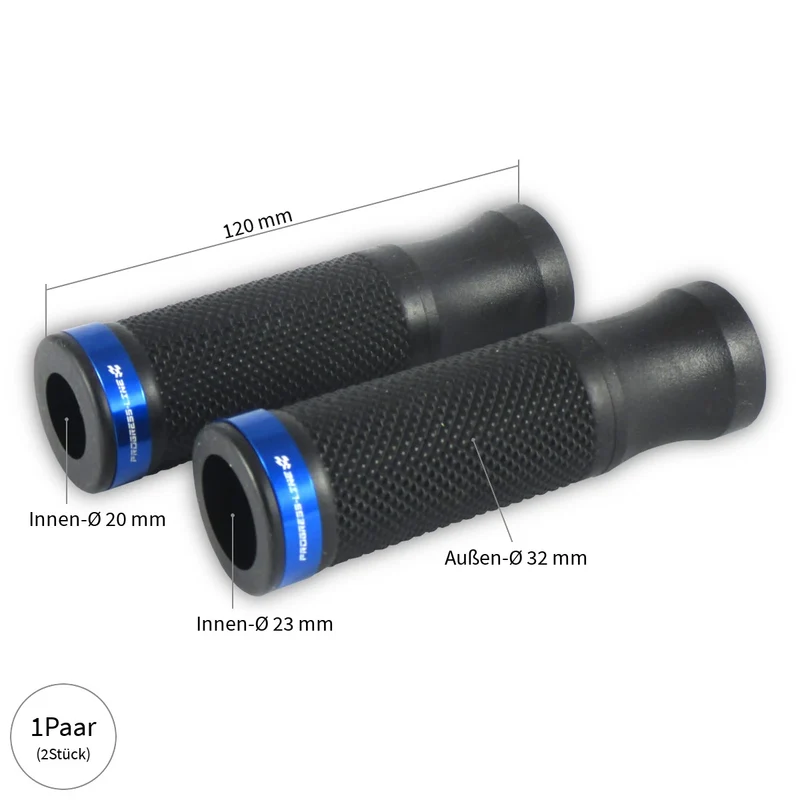 Griffgummi Paar Progress-Line Select 1, Aluringe, Ø Innen 20/23 mm, Länge 120 mm