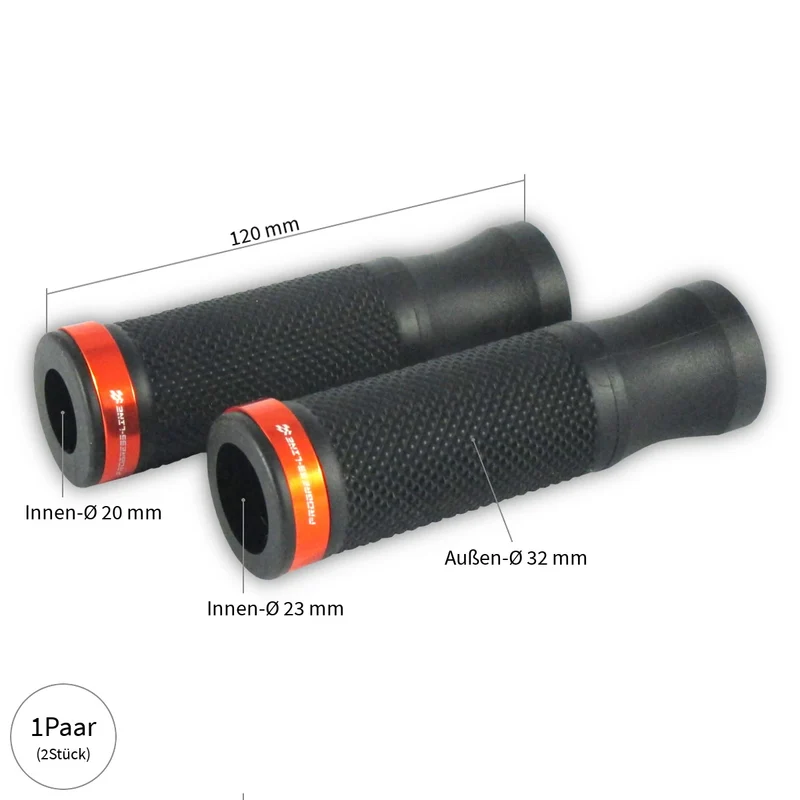 Griffgummi Paar Progress-Line Select 1, Aluringe, Ø Innen 20/23 mm, Länge 120 mm