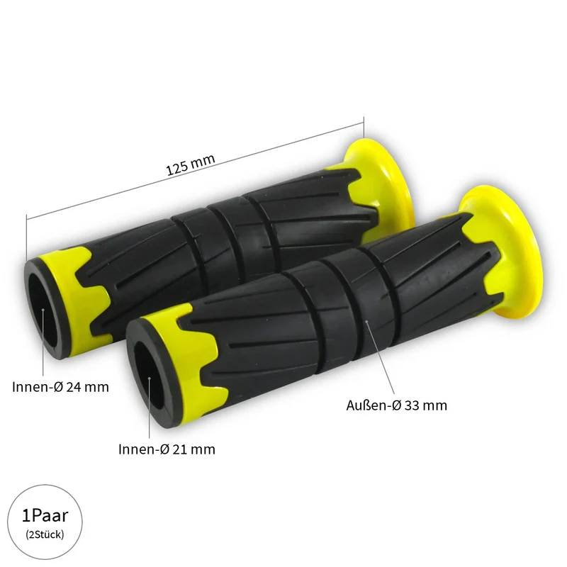 Griffgummi Paar Progress-Line Glossy, Gummi/ABS, Ø Innen 21/24 mm, Länge 125 mm