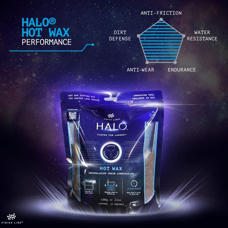 Finish Line Halo Hot Wax Lubricant Melts 600g Granular Double Boil Bag Bike Chain Lube