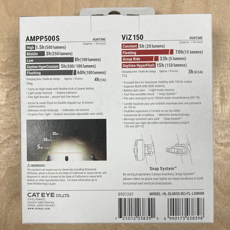 Cateye AMPP 500S / Viz 150 Front & Rear Bike Light Set