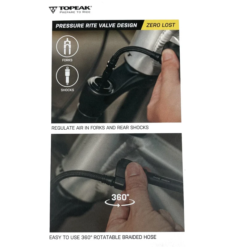 Topeak Nano Shock Bike Suspension Pump Black
