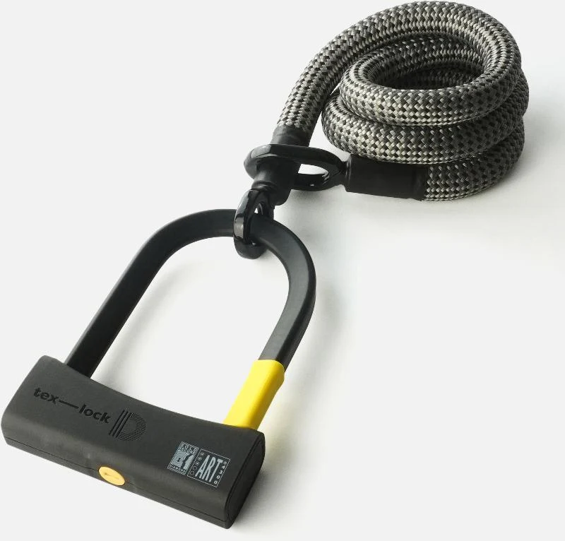 Texlock Bügelschloss mit Textilseil eyelet 120 D-lock M electric grey