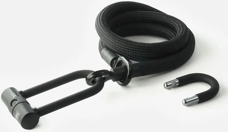 Texlock Bügelschloss mit Textilseil eyelet 160 U/X-lock L onyx black
