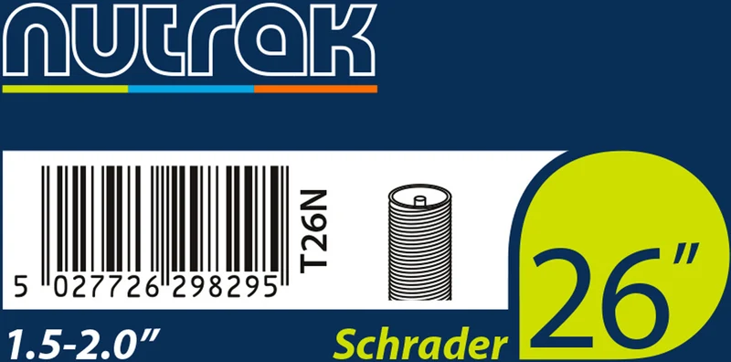 Nutrak Butyl 26 x 1.5 - 2.0" 26 Inch Schrader Valve Bike Inner Tube