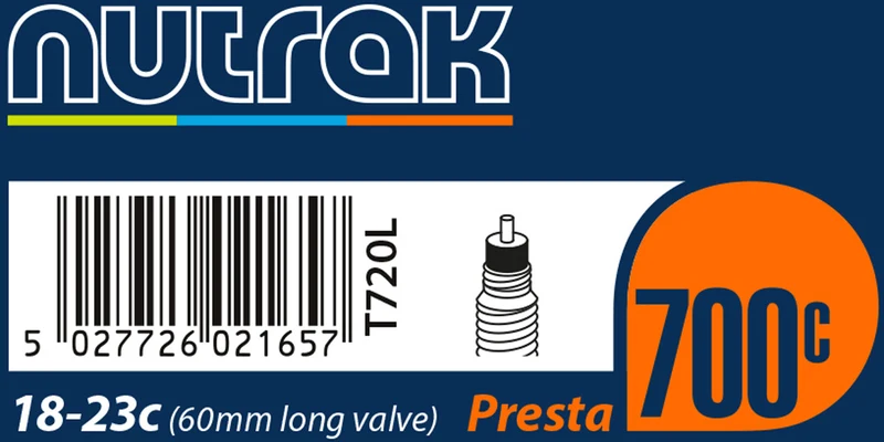 Nutrak Butyl 60mm 700 x 18-23c 700c Presta Valve Bike Inner Tube