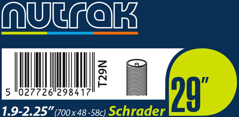 Nutrak Butyl Tube 29 x 1.9 - 2.25 29 Inch Schrader Valve Bike Inner Tube