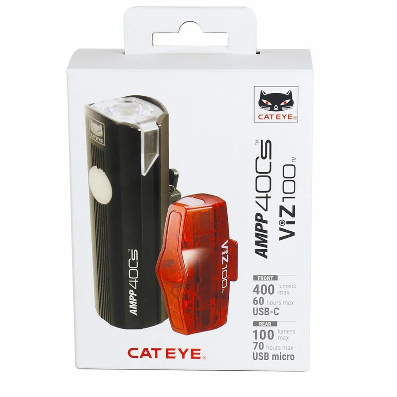 Cateye AMPP 400S / Viz 100 USB-C Front & Rear Bike Light Set