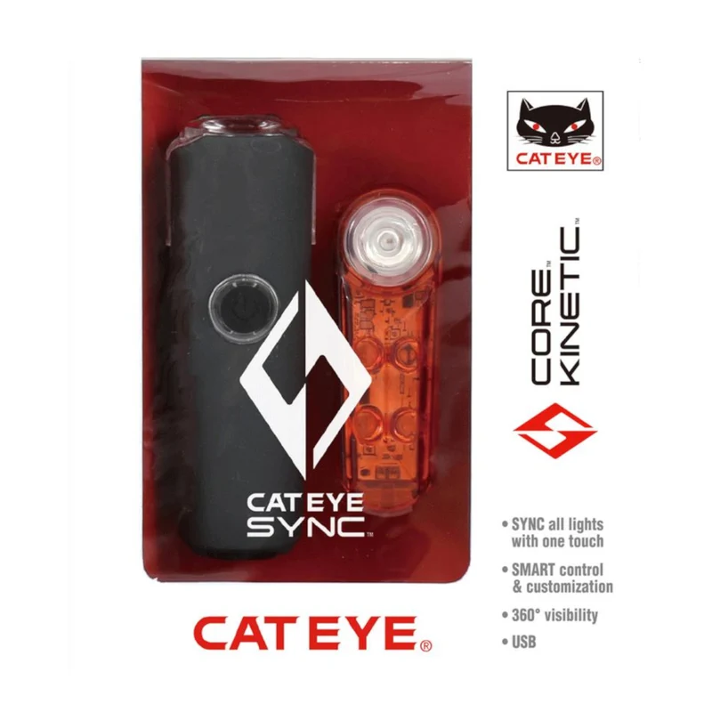 Cateye Sync Core 500 / Sync Kinetic Front & Rear Bike Light Set