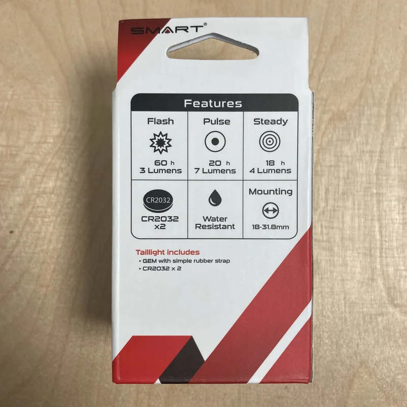 Smart Gem RL308R 1 Red LED (10 Lumens) Rear Bike Light