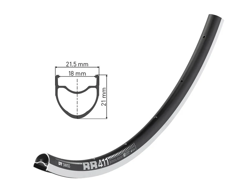 DT Swiss Felge RR 411 28", schwarz, 24 Loch, 622-18