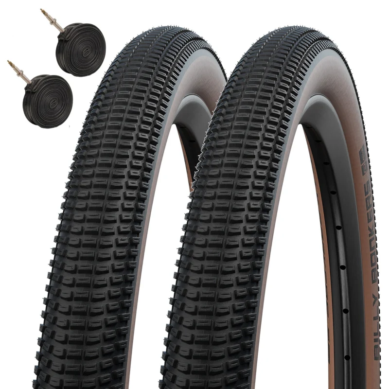Schwalbe Billy Bonkers Black Bronze Tan 26 x 2.10 Pair Presta Tubes 26 Inch Bike Tyre