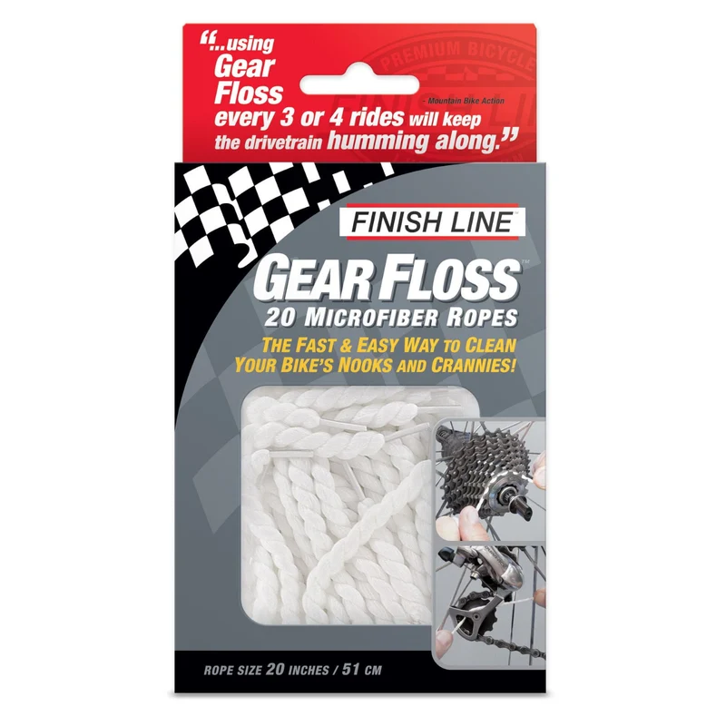 Finish Line Gear Floss Microfiber Rope 20 Pack Bike Cleaner