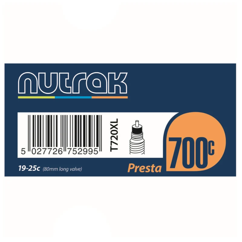 Nutrak 700x19-25c 80mm Long Valve 700c Presta Valve Bike Inner Tube