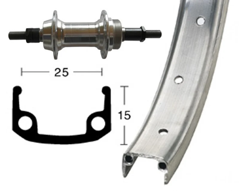 Winora H-Rad 24x1.9Alu Schr.ZKR.silb.Starr 36L Alu-Kastenfelge silber.Zink-Spei.