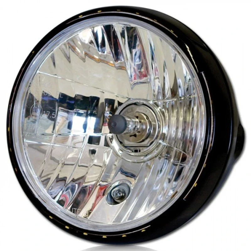 Scheinwerfer 7 Zoll New Nevo H4 schwarz, LED-Ring, Seitlich, Klar, E-geprüft