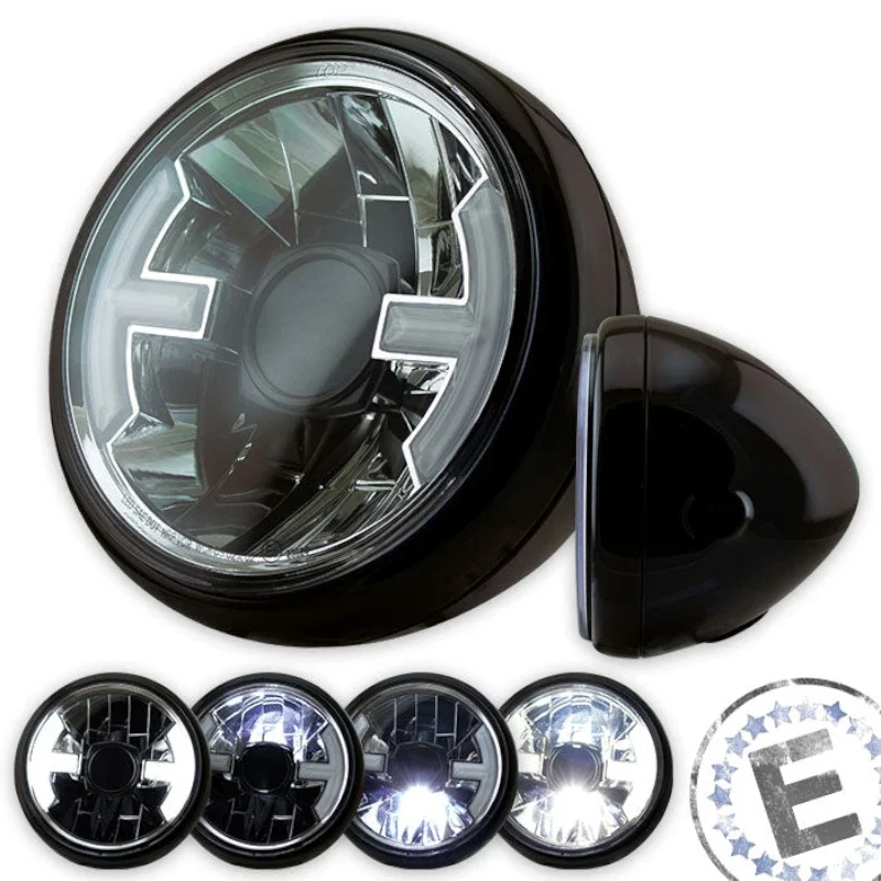 LED-Scheinwerfer 7 Zoll Hawk, M8 seitlich, Klar, E-geprüft