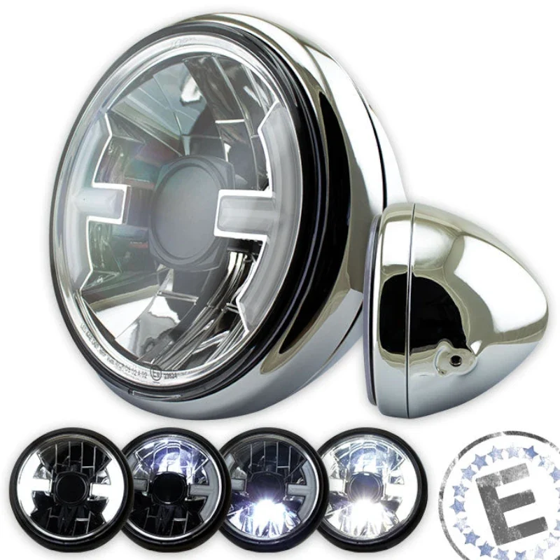 LED-Scheinwerfer 7 Zoll Hawk, M8 seitlich, Klar, E-geprüft