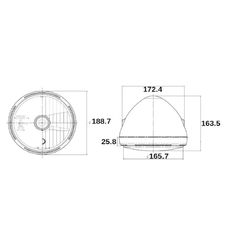 LED-Scheinwerfer 7 Zoll Hawk, M8 seitlich, Klar, E-geprüft