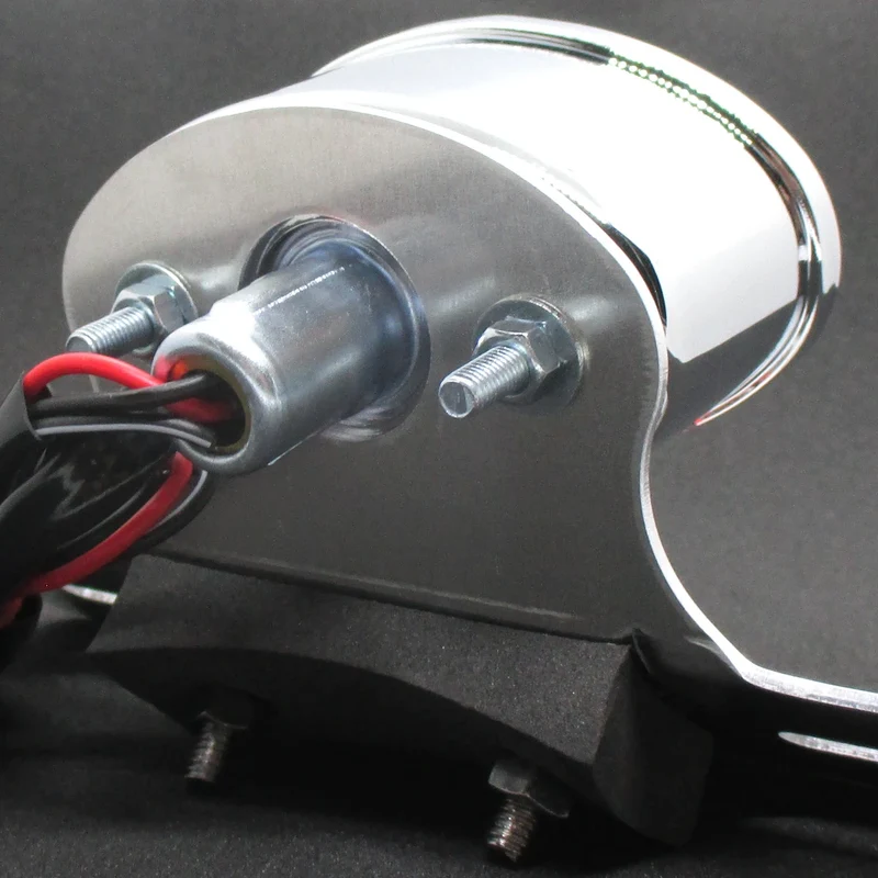 Rücklicht mit Kennzeichenhalter Cat-Eye chrom, Glas rot, KZL, E-geprüft, 12V/5W