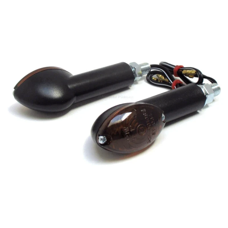 Blinker Paar Progress-Line Micro, Schwarz, Getönt, M10, E-geprüft, 12V/21W