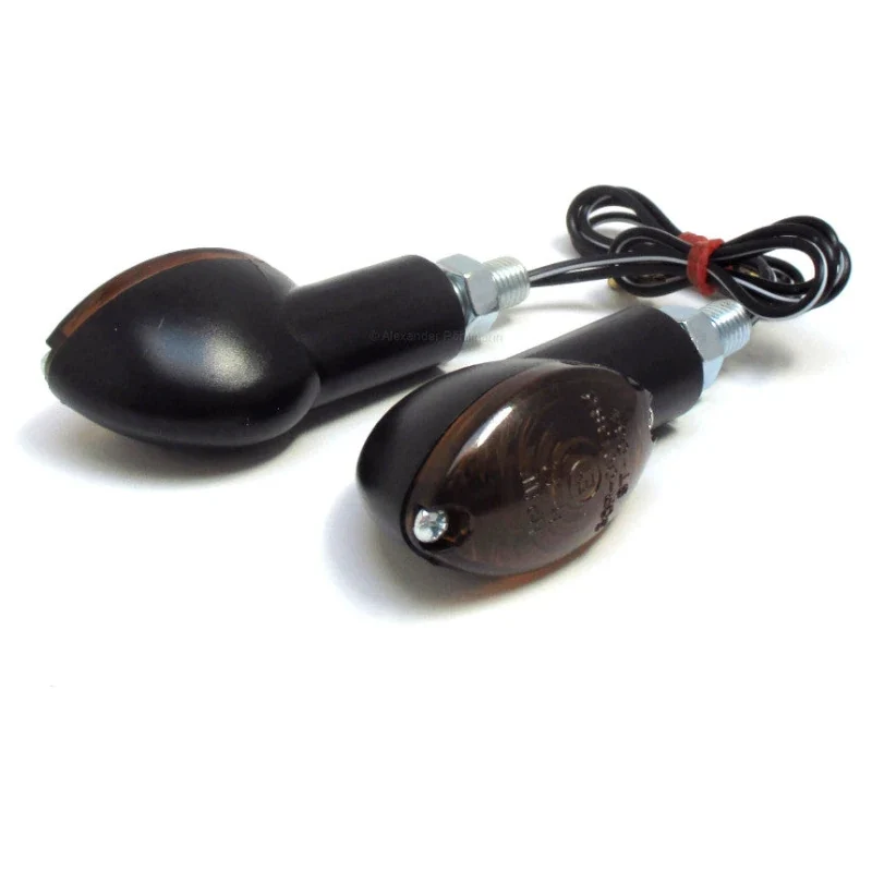 Blinker Paar Progress-Line Micro, Schwarz, Getönt, M10, E-geprüft, 12V/21W