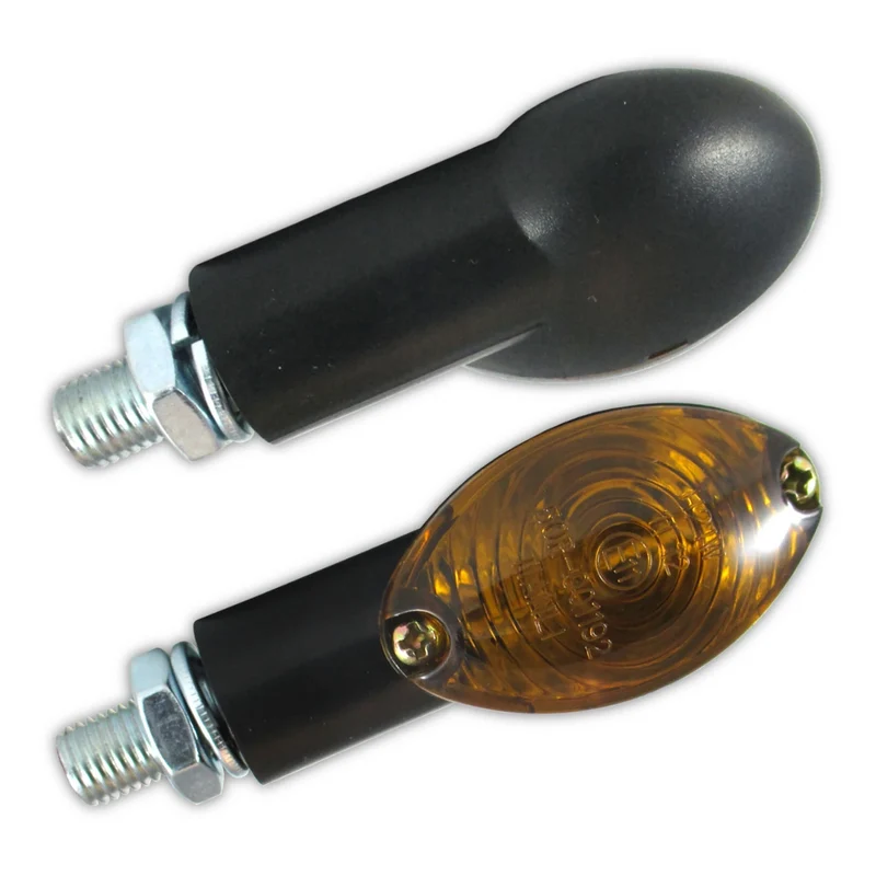 Blinker Paar Highsider Cateye, Schwarz, Getönt, M10, E-geprüft, 12V/21W