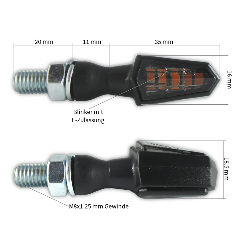 LED-Blinker Paar Progress-Line Pike schwarz, Getönt, M8, E-geprüft, 12V/3W